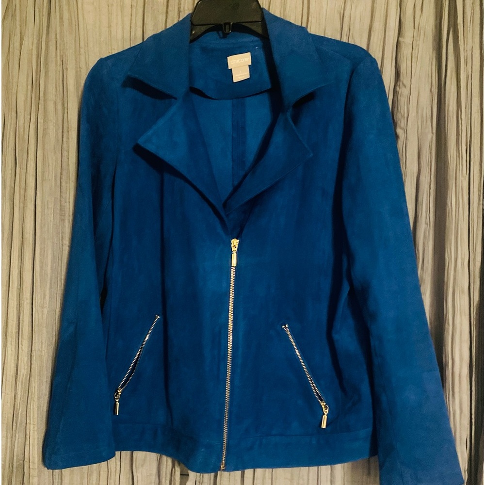 Chicos suede royal blue jackets sizes 1